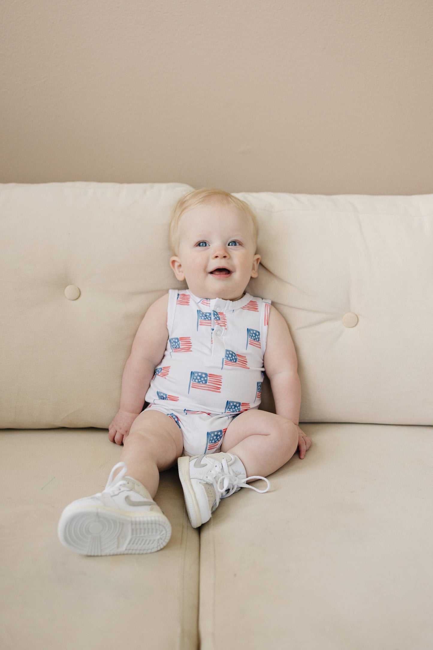 Flag Print Bamboo Baby Romper