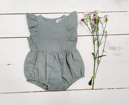 Baby Girl Gabriella Sleeveless Linen Girls Romper Jumpsuit