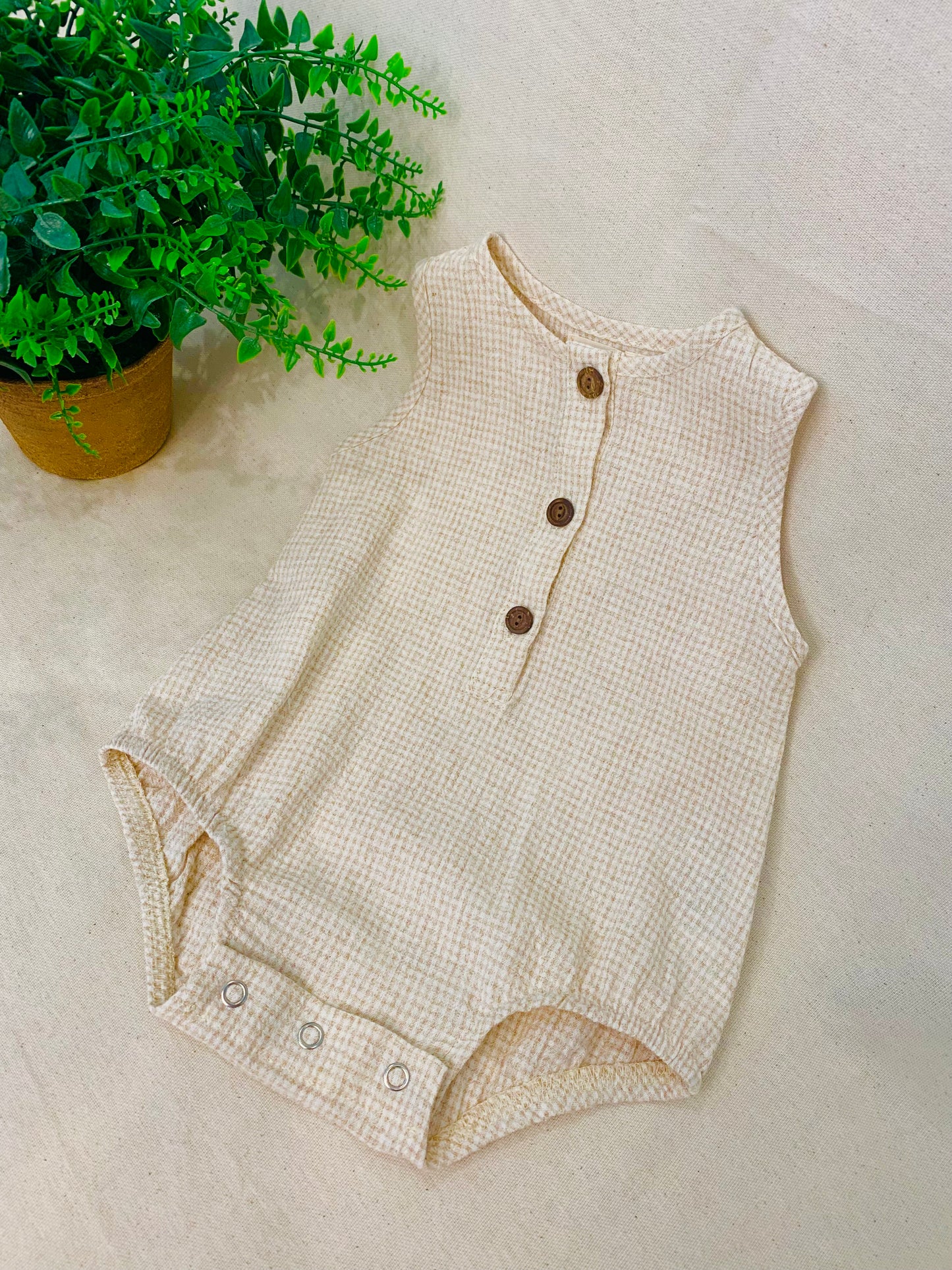 Baby Romper w/ Gingham Print