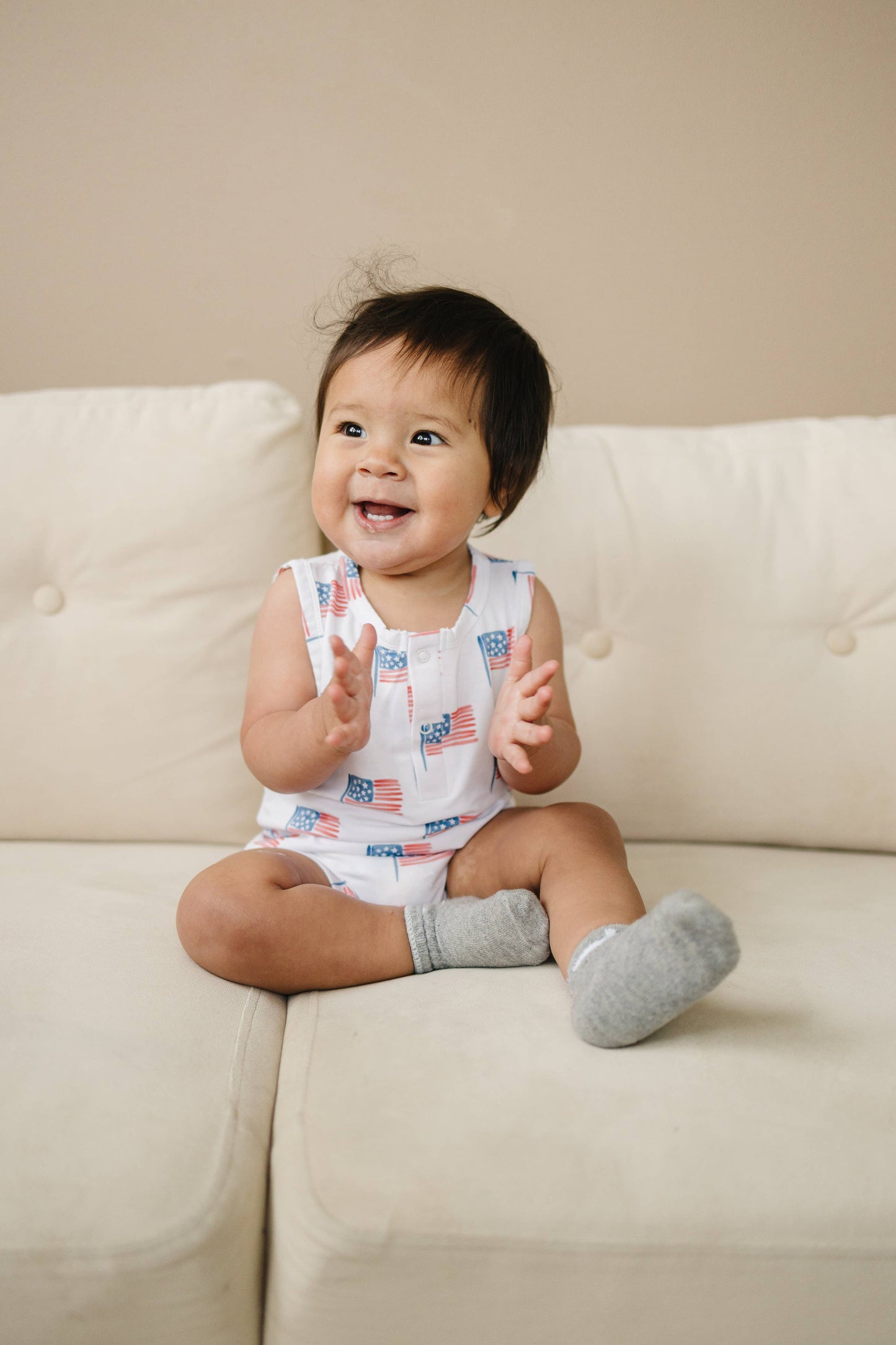 Flag Print Bamboo Baby Romper