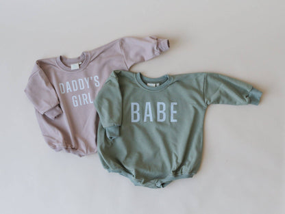 Daddy's Girl Sweatshirt Bubble Romper-Mauve