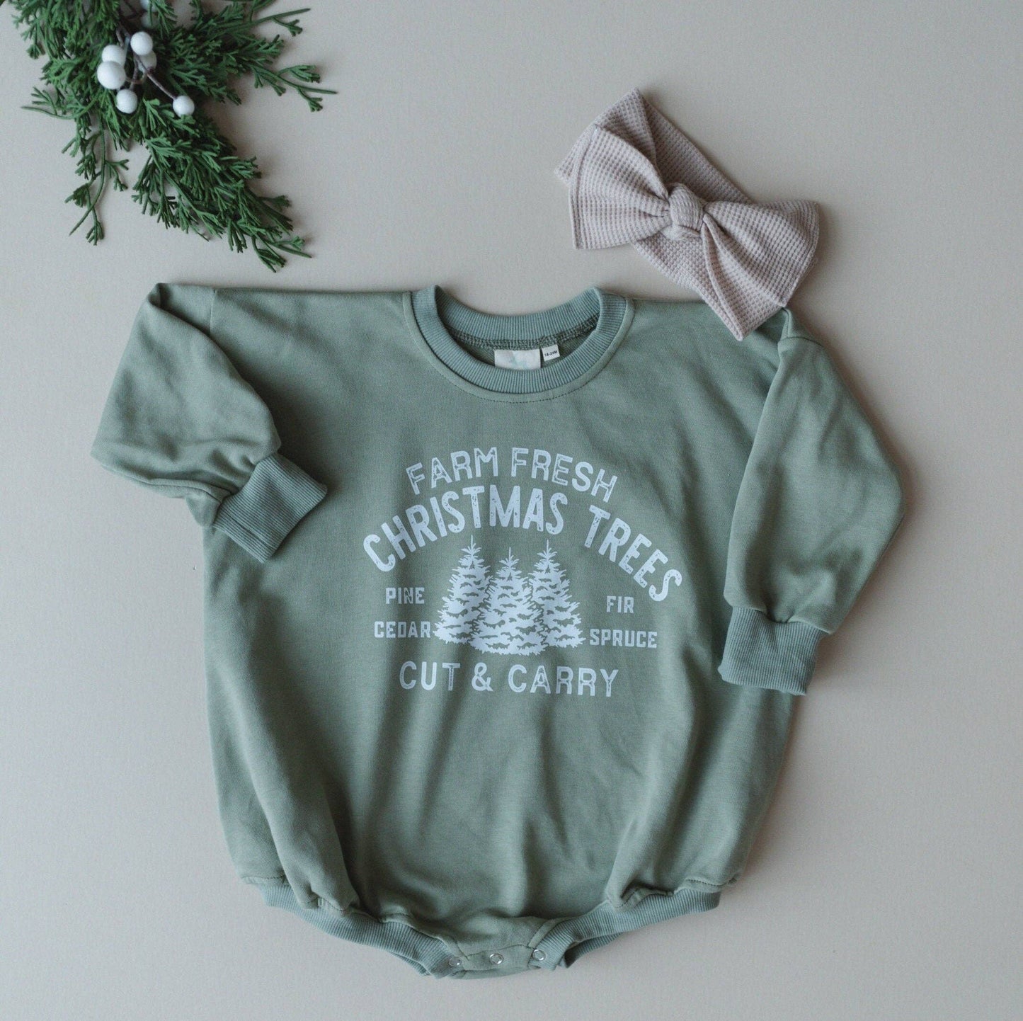 Farm Fresh Christmas Trees Oversized Sweatshirt Romper