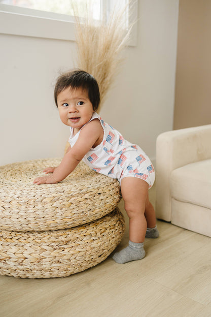 Flag Print Bamboo Baby Romper