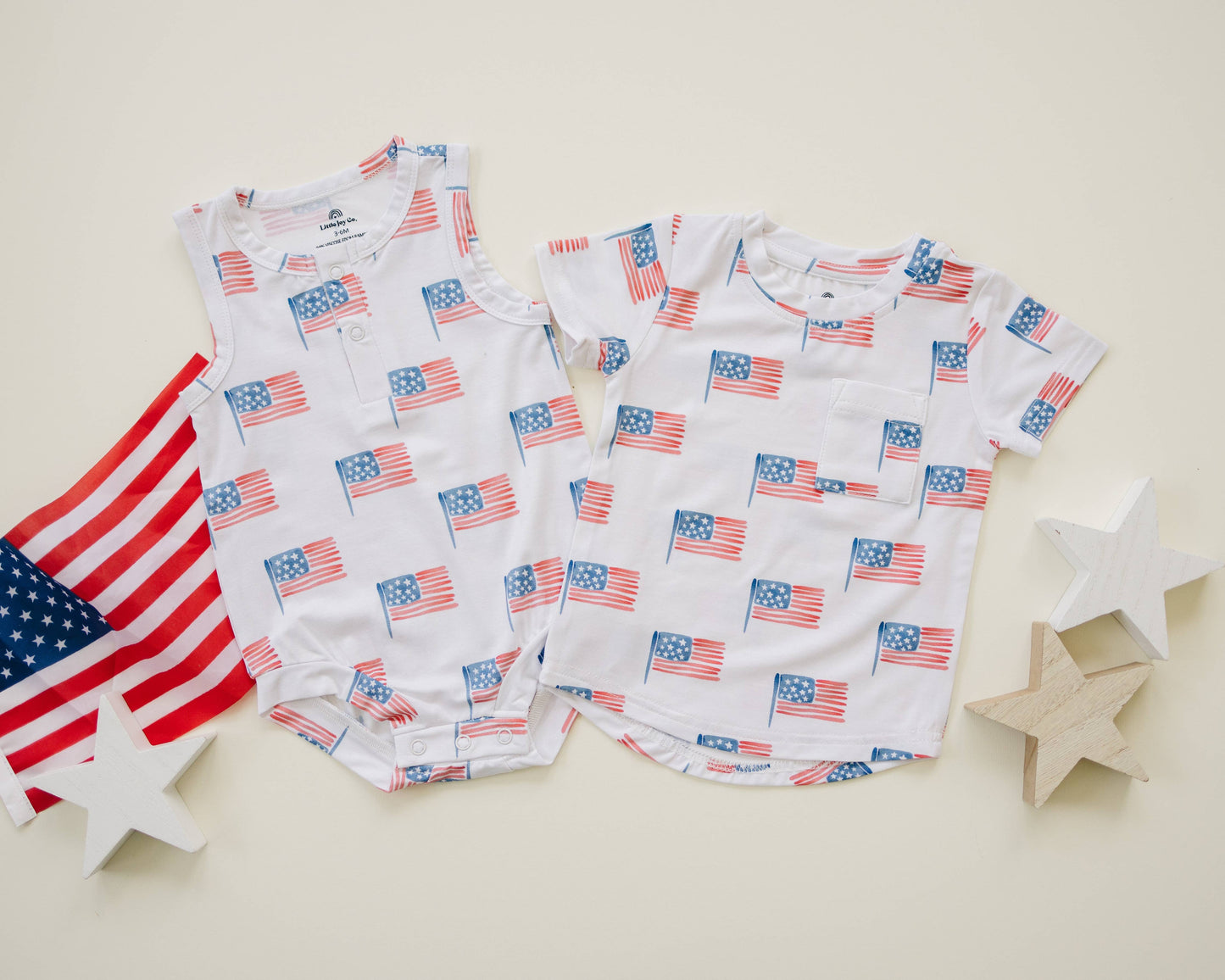 Flag Print Bamboo Baby Romper