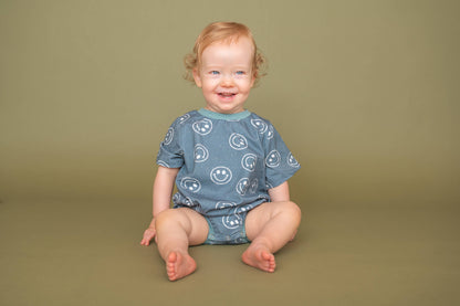 Be Happy Smiley Face Baby Bubble Romper