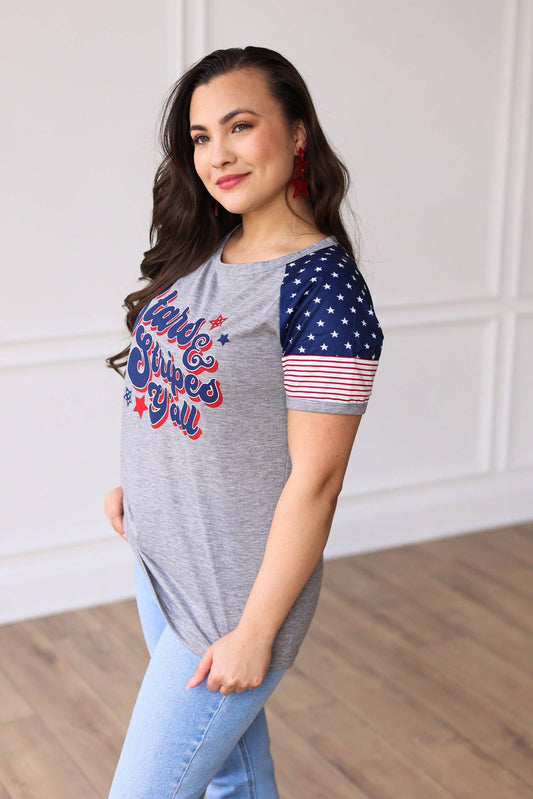 MAMA Stars & Stripes Y'all Raglan Tee