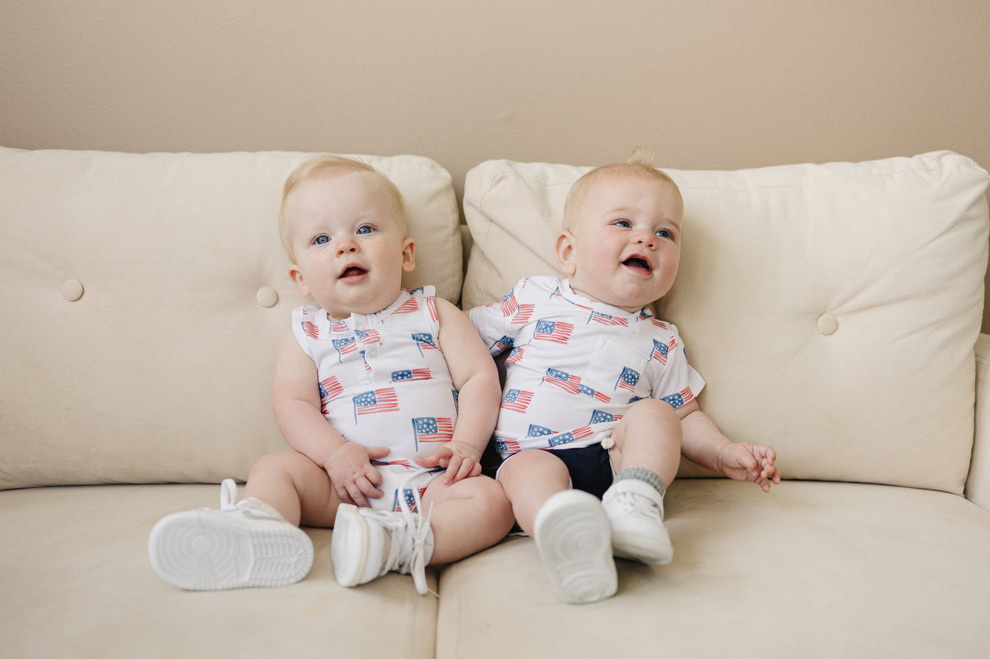 Flag Print Bamboo Baby Romper