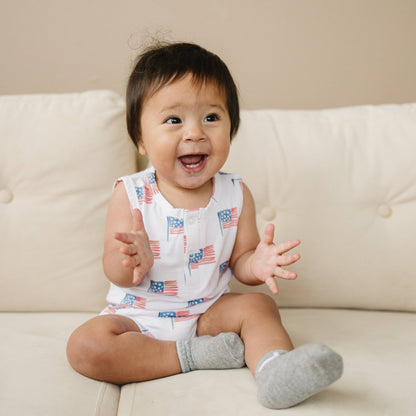 Flag Print Bamboo Baby Romper