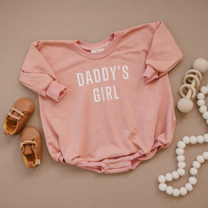 Daddy's Girl Sweatshirt Bubble Romper-Mauve