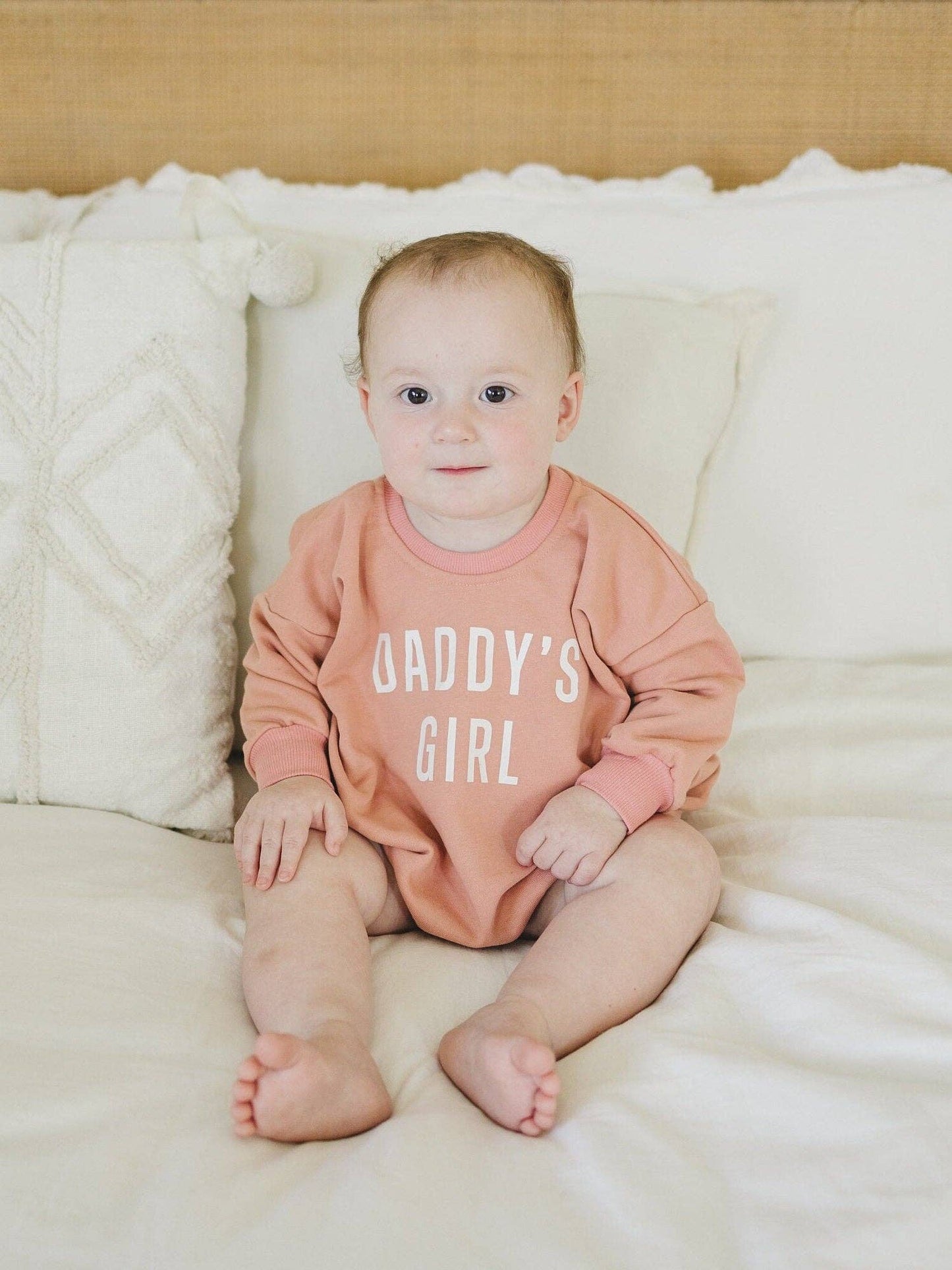 Daddy's Girl Sweatshirt Bubble Romper-Mauve