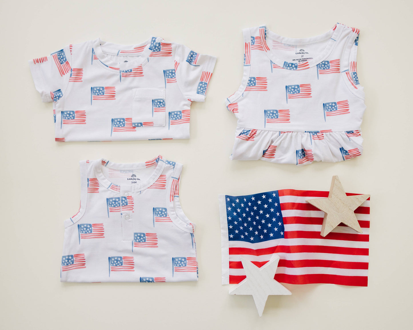 Flag Print Bamboo Baby Romper