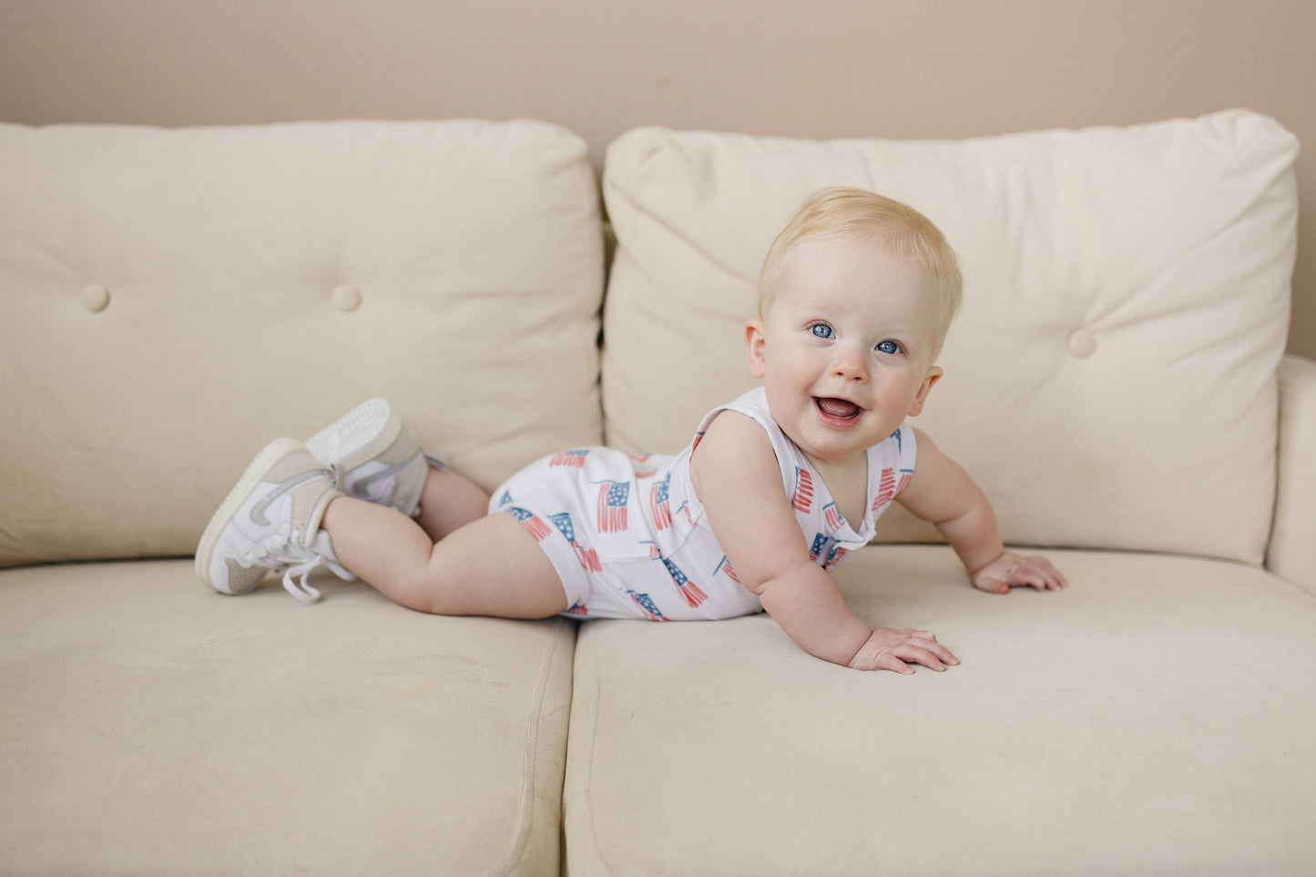 Flag Print Bamboo Baby Romper