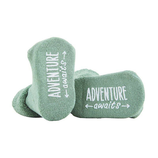 “Adventure Awaits” Green Socks