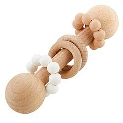 Silicone Rattle - White/Tan